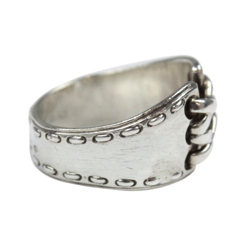 Used】 OLD HERMES STERLING SILVER RING [corset] - VINTAGE