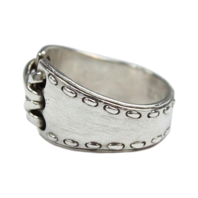Used】 OLD HERMES STERLING SILVER RING [corset] - VINTAGE